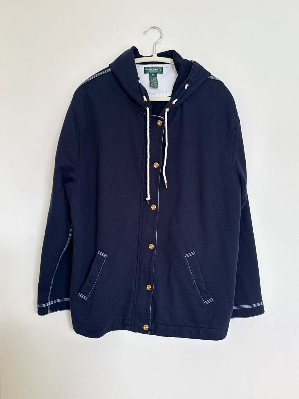 Lauren Jeans Co. Ralph Lauren Hoodie Size 3X Navy Blue Vintage Womens